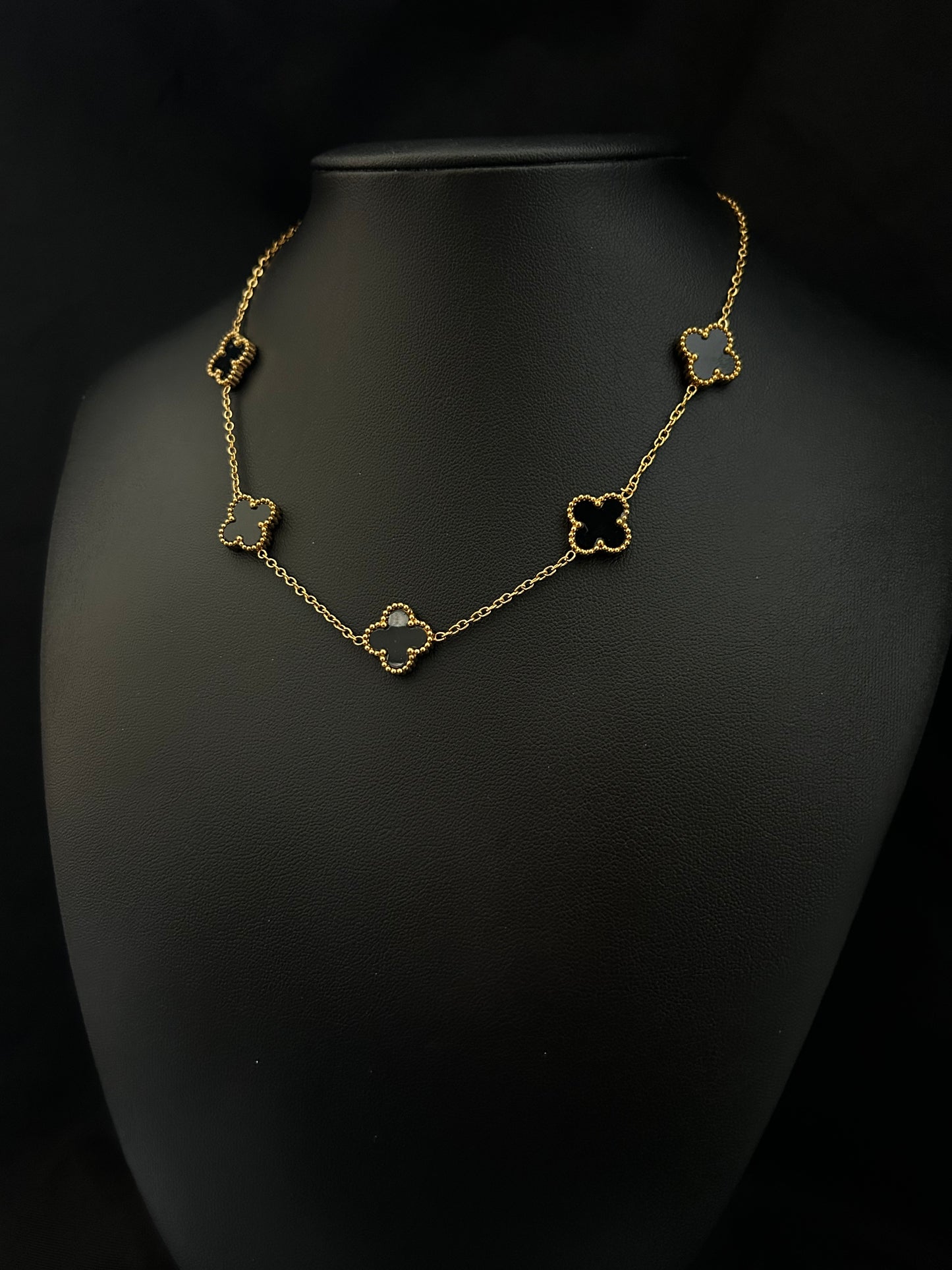 CADENA TRÉBOL GOLD BLACK