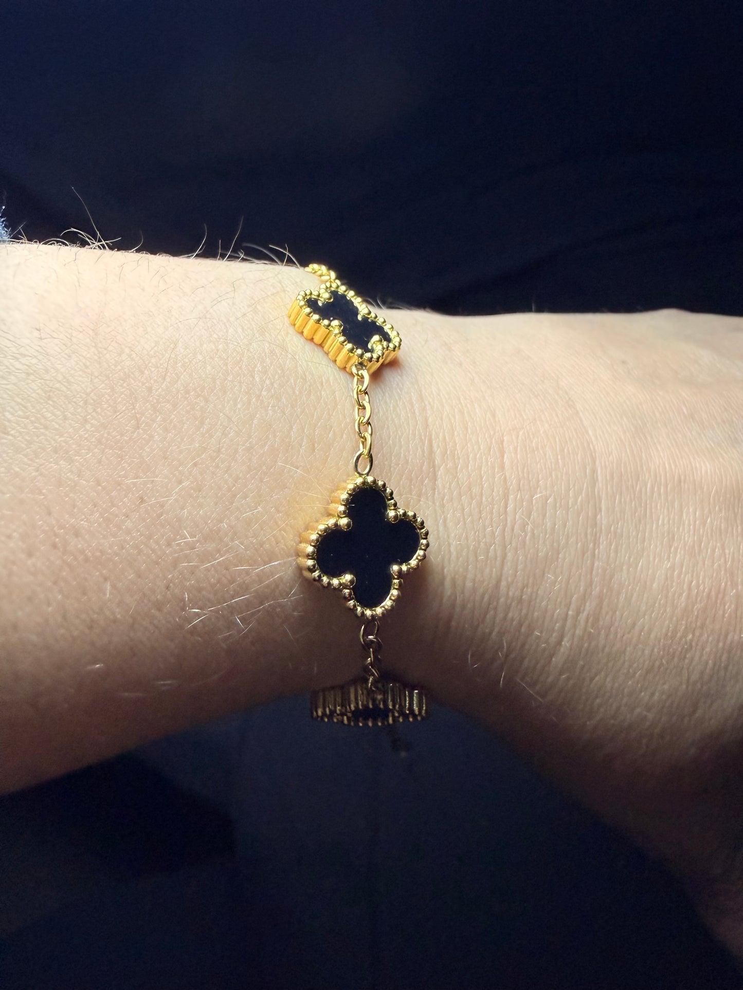PULSERA TRÉBOL OBSIDIANA