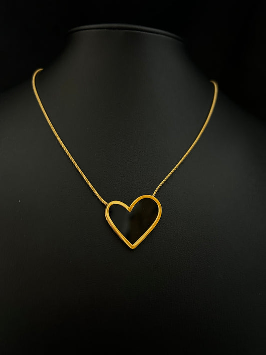 CADENA CORAZÓN OBSIDIANA GOLD