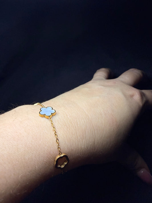 PULSERA TRÉBOL GOLD WHITE