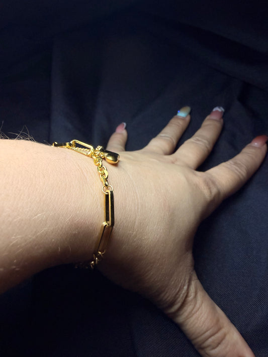 PULSERA ROLO FACETADO CORAZÓN