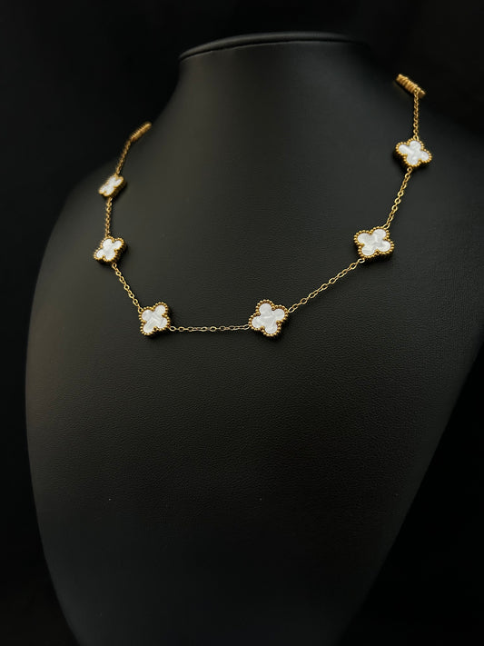 CADENA TRÉBOL GOLD WHITE