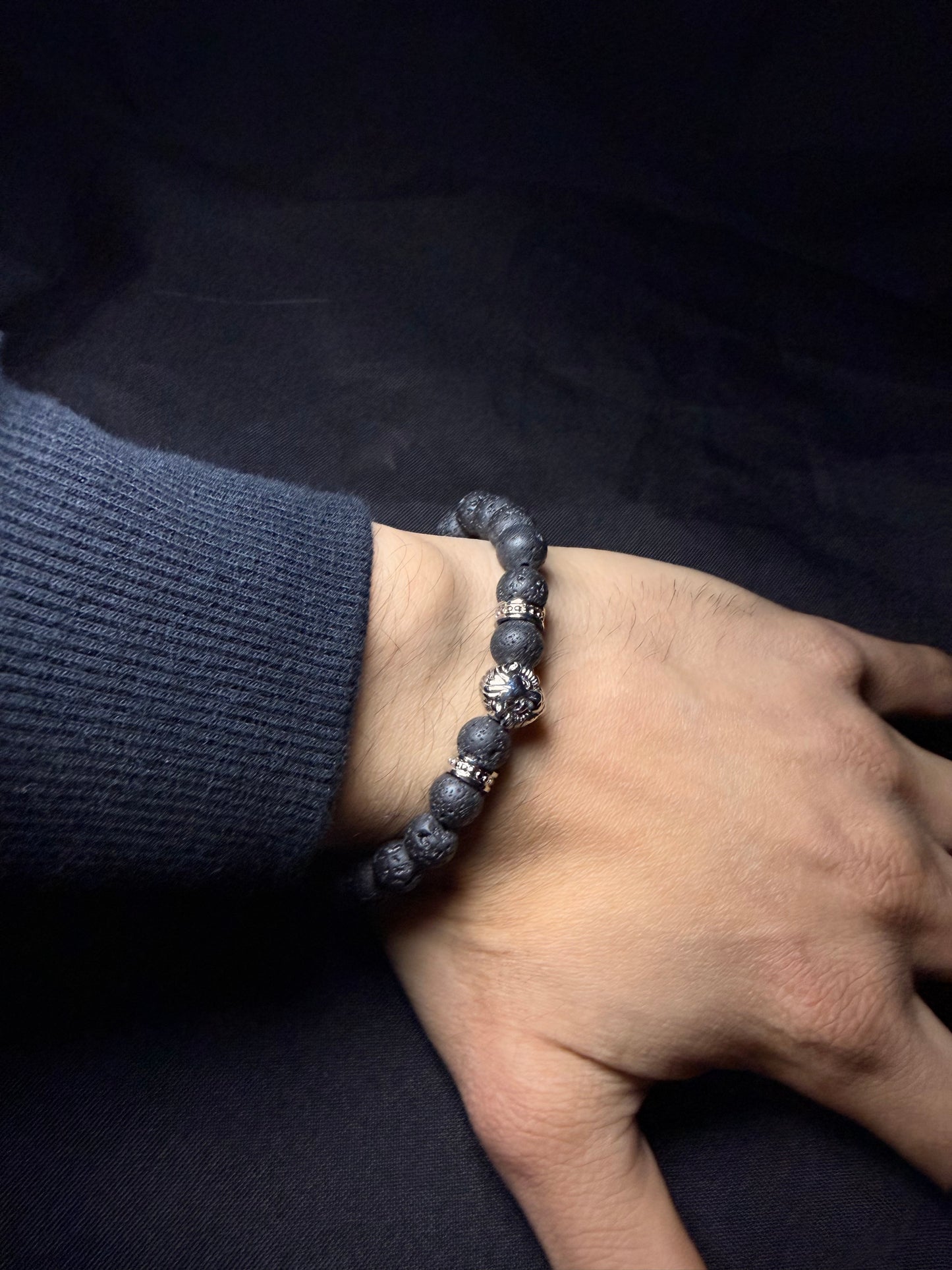 PULSERA VOLCÁNICA LEON SILVER