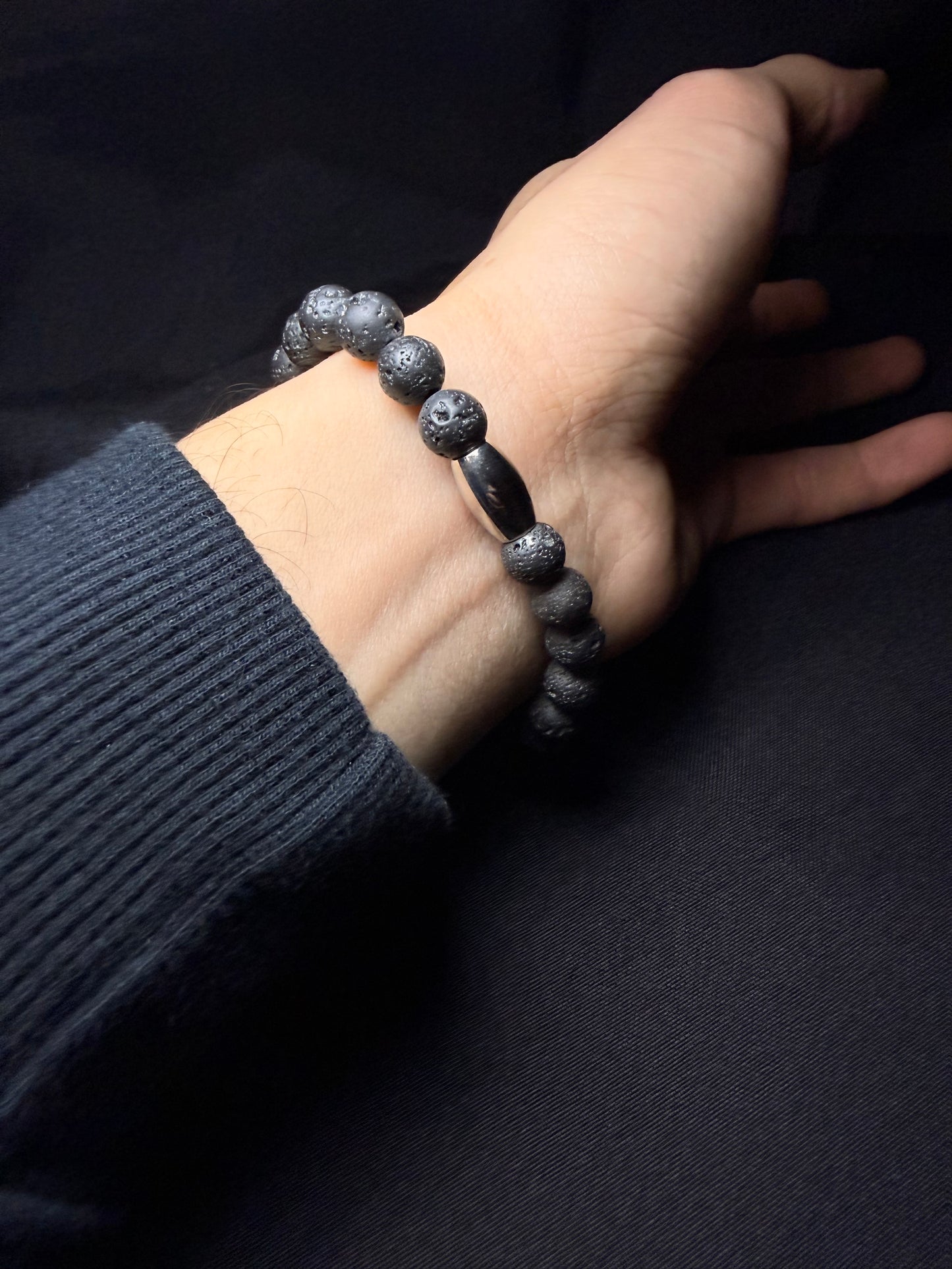 PULSERA VOLCÁNICA LEON SILVER