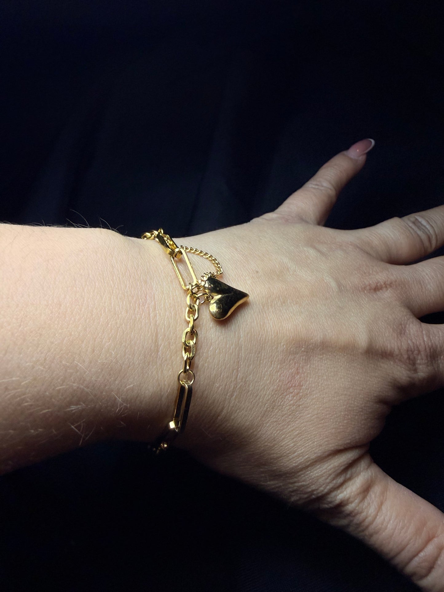 PULSERA ROLO FACETADO CORAZÓN